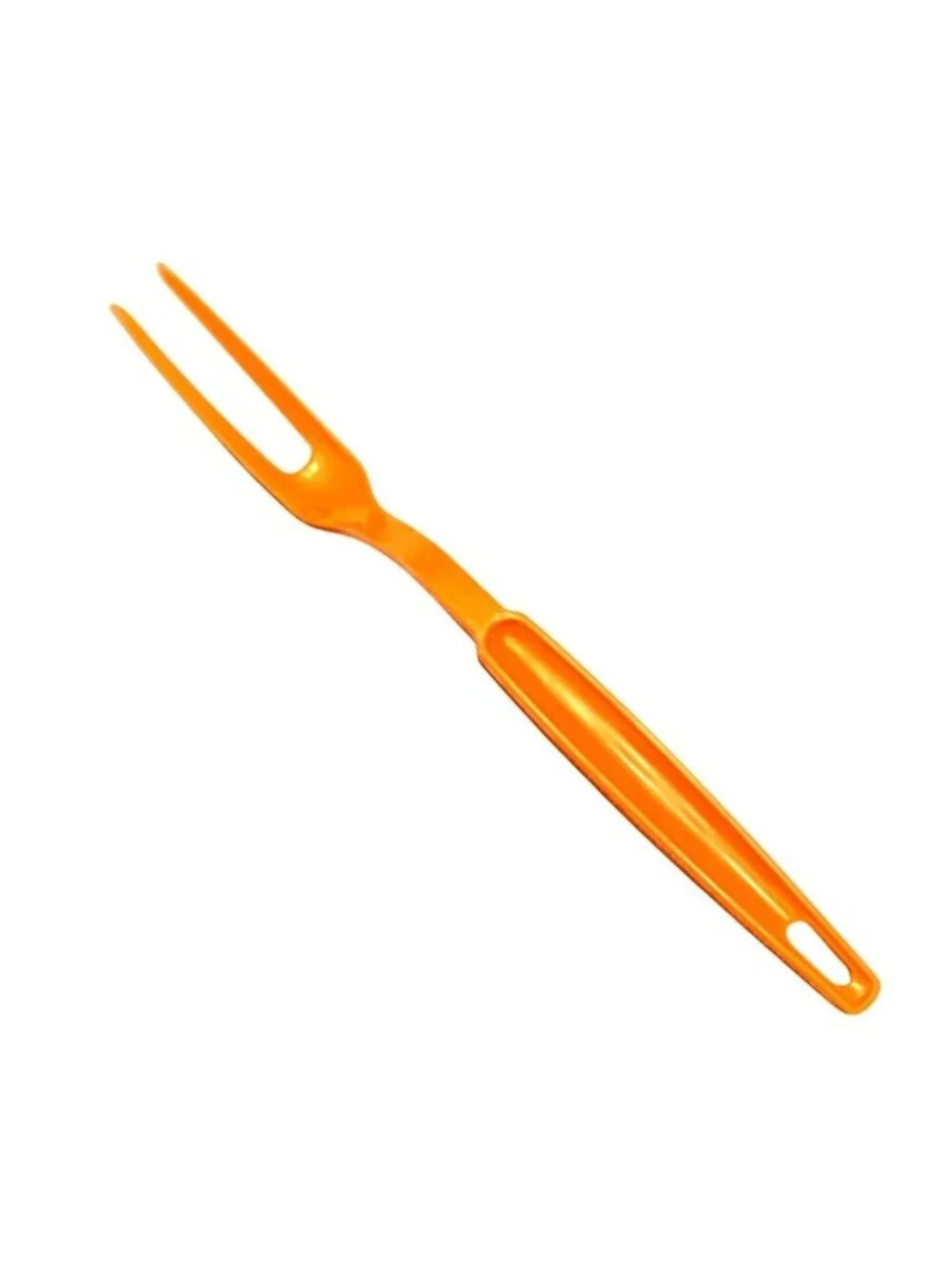 Vintage Ekco Meat Fork Orange Plastic Handle Retro MCM Kitchen Serving Utensil
